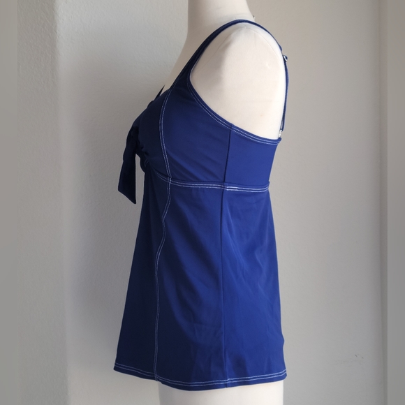 TEFRON Tankini Top Fully Lined Built-in Padded Bra Knot Detail Blue Sample sz M - Picture 6 of 16